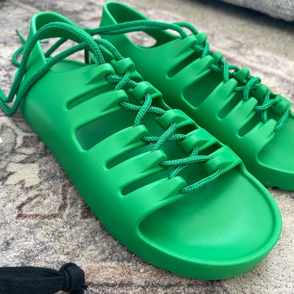 Bottega Vaneta green Lace-Up Rubber Gel Sandals